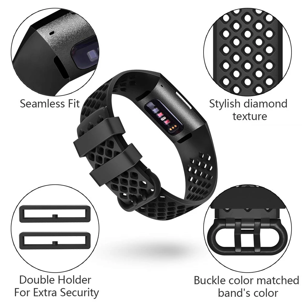 Ремешок Coolaxy для Fitbit Charge 3/ 3SE мягкий силиконовый водонепроницаемый сменный