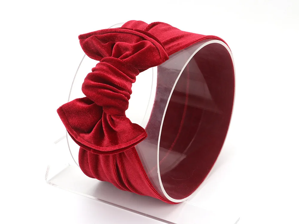 Velvet-Hot Red Ободки для девочек, бандо Bebe Fille, повязка на голову для малышей, детские украшения для волос, Детские Луки головная повязка в виде чалмы, повязка на голову - Цвет: Velvet-Hot Red