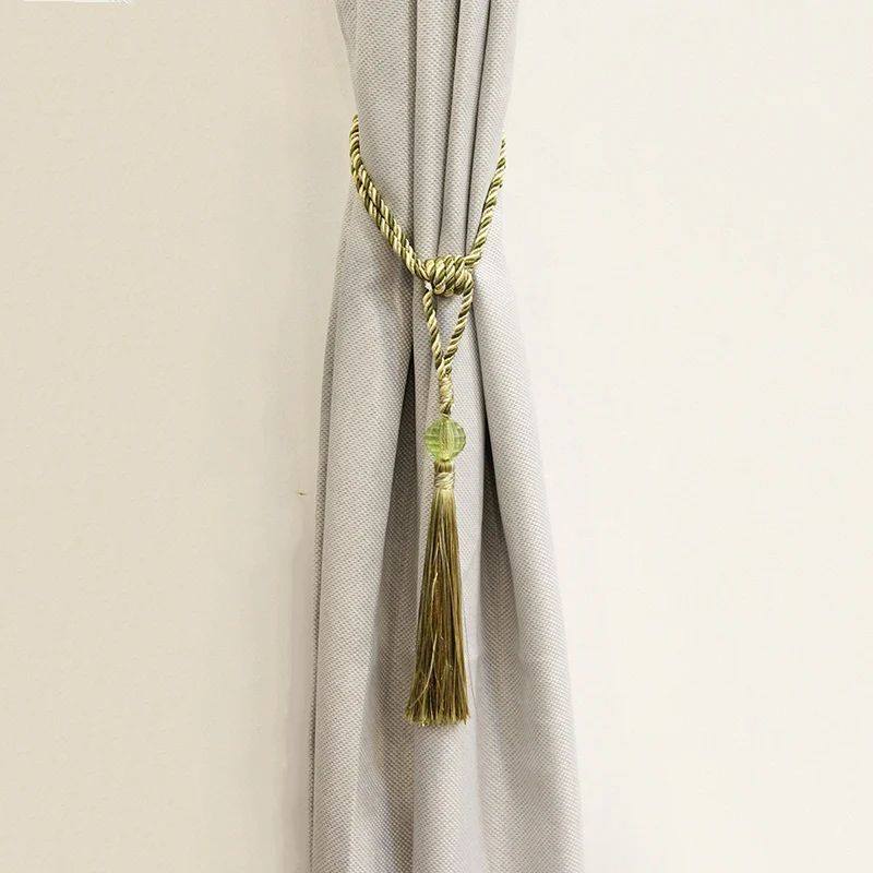 1Pc New Curtain Tiebacks Crystal Beaded Tassels Tieback Cord Home Textiles Window Treatments Decoration Accessories | Дом и сад