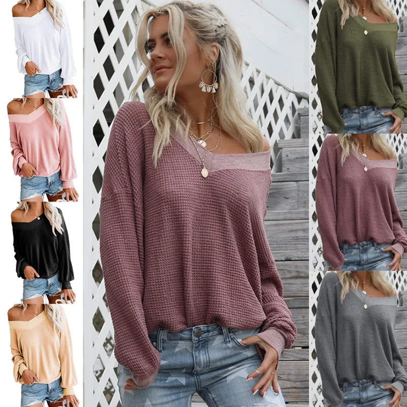 

2019 Spring Autumn Cashmere Sweaters Women Fashion Sexy V-Neck Sweater Loose Wool Sweater Batwing Sleeve Plus Size Pullover