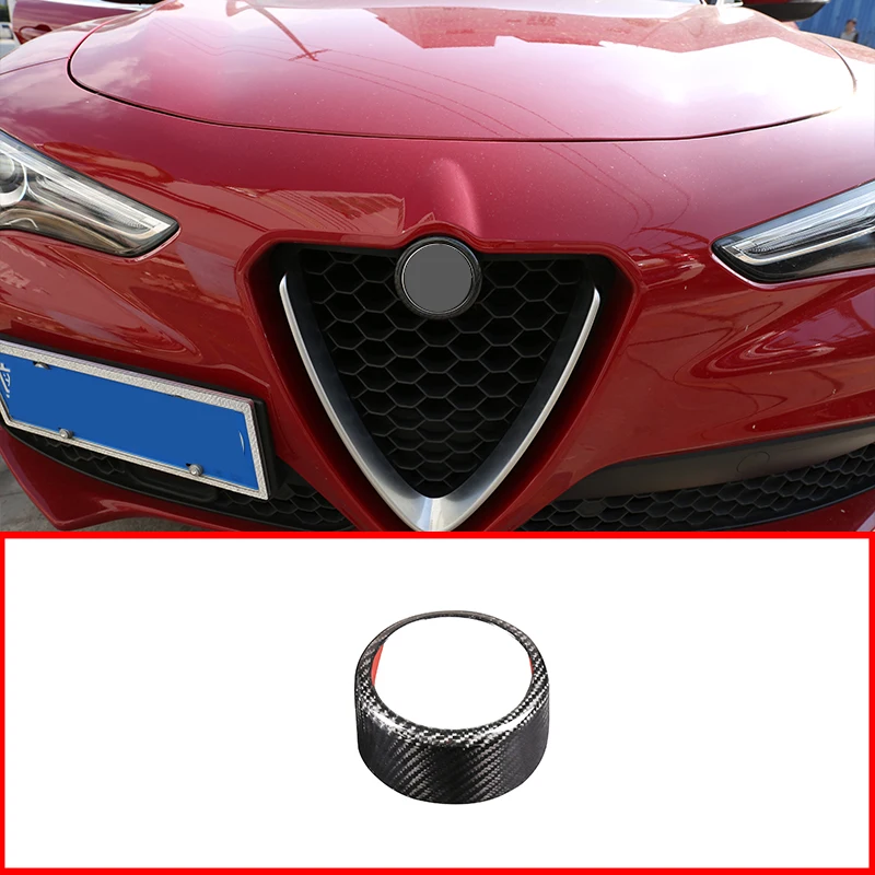 Автомобильная передняя решетка рамка круглая Накладка для Alfa Romeo Stelvio- настоящие аксессуары из углеродного волокна