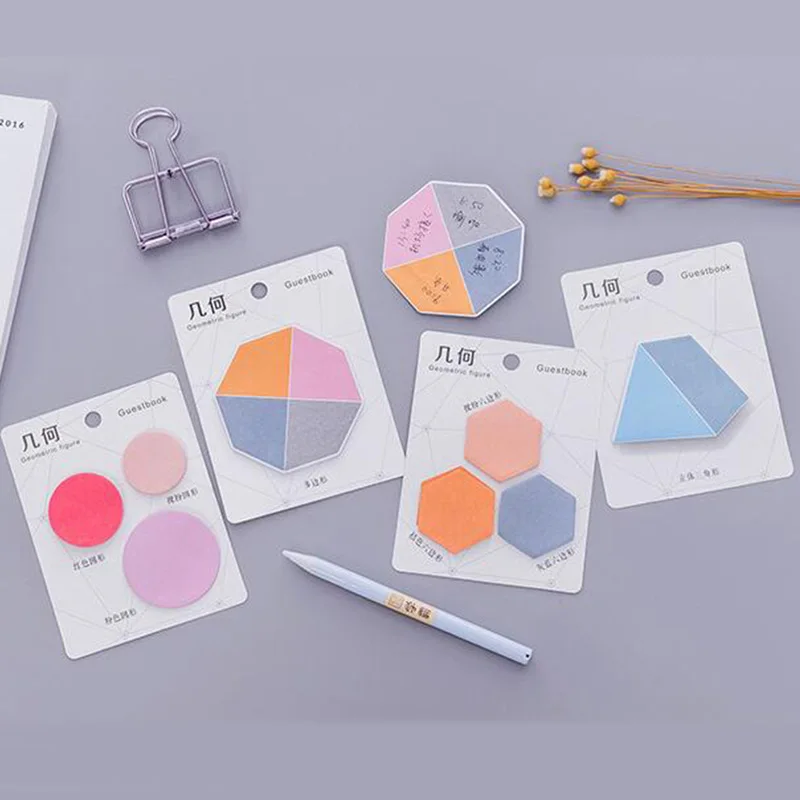 

Geometric Shape Sticky Note Useful Geometric Figure Memo Pads Triangle Square Daily Memo 50pcs/lot