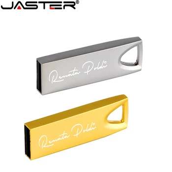 

JASTER USB 2.0 Metal Silver Gold USB Flash Drive 4GB 8GB 16GB 32GB 64GB 128GB Pendrive Memory Stick Custom LOGO Free Shipping