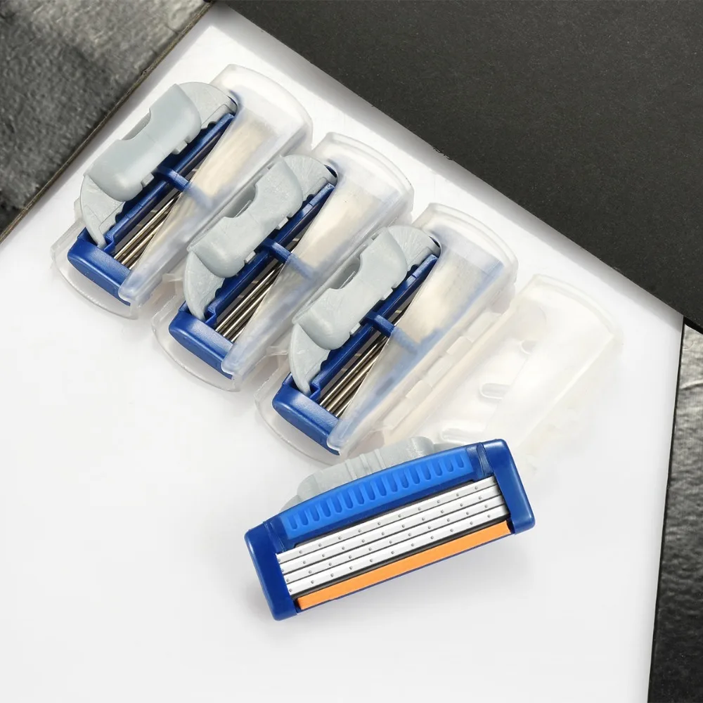 1 комплект 4 слойные лезвия для бритья для Gilette Fusion Mach 3 бритвенные лезвия для мужчин усы Scheermesjes Lame De Rasoir