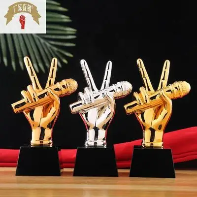 NEW GOLD MICROPHONE TROPHY CRYSTAL CUSTOMIZED SING SPEECH CONTEST MUSIC PRIZE TROPHIES AND AWARDS SOUVENIR CUP R1681 | Дом и сад