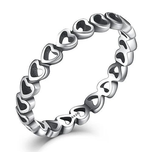 ELESHE натуральная 925 пробы серебро стекируемые кольцо в форме сердца, с украшением в виде кристаллов CZ кольцо для Для женщин украшения на свадьбу, годовщину подарок - Цвет основного камня: YJ1176