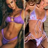 Zrtak élégant violet maillot de bain femme évider Bikini femme qualité plissée maillot de bain Double face ensemble Bikini ► Photo 3/6