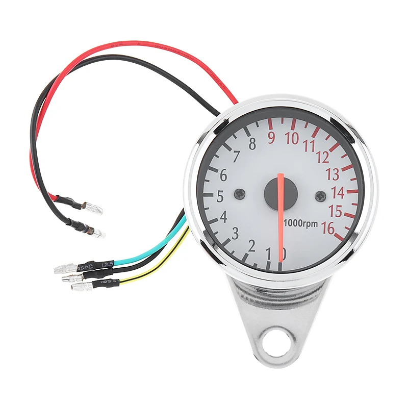 Мотоцикл Тахометр 1,6 W 12V Белый Ретро светодиодный индикатор светильник магнитной индукцией двойной пройденное расстояние в милях для мотоцикла