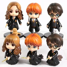 6pcs/set QPosket Big Eyes Potter Weasley Ron Hermione Granger Snape PVC Action Figure Toy Doll Christmas Birthday Gift