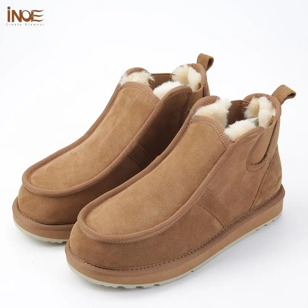 INOE мужские зимние ботинки из овечьей кожи с меховой подкладкой Короткие Зимние