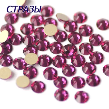 

CTPA3bI Glitter Rhinestones Crystal Fuchsia Color SS10-SS40 Non Hot Fix Glass Rhinestone Sewing & Fabric FlatBack Strass Stones