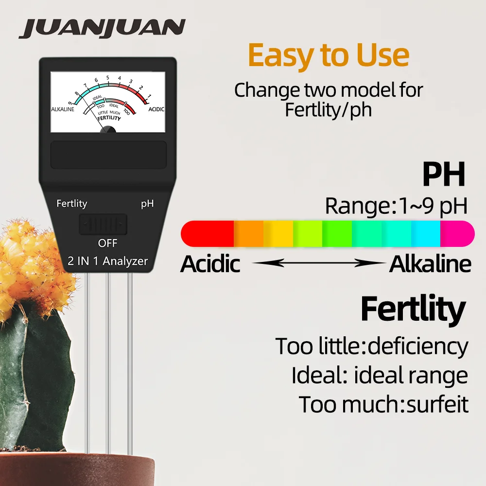 2 в 1 датчик влажности почвы метр завод плодородный рн тестер Высокая точность почвы рН тестер Крытый открытый инструмент тестер почвы Скидка 40