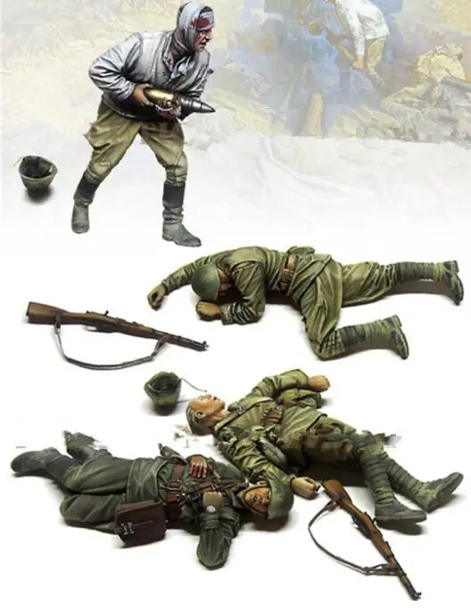 1/35 советские солдаты в бою неокрашенные полимерные фигурки строительный