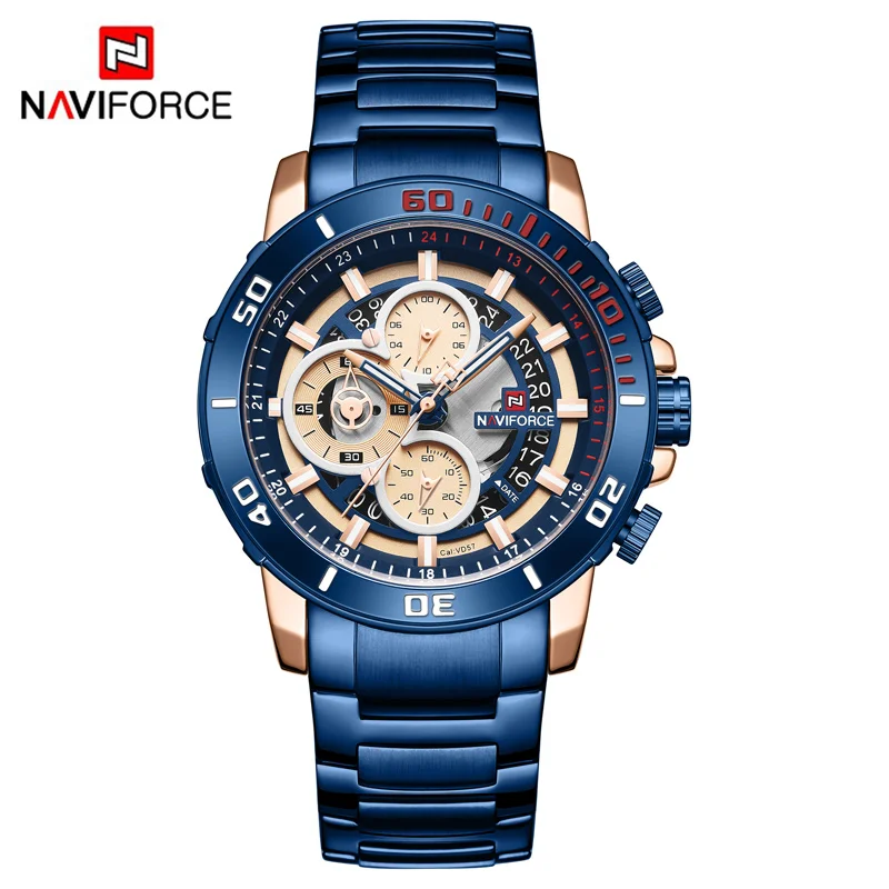 RG BE Мужские часы NAVIFORCE Топ люксовый бренд модные спортивные кварцевые часы Alanog мужские водонепроницаемые наручные часы Мужские часы Relogio Masculino - Цвет: RG BE