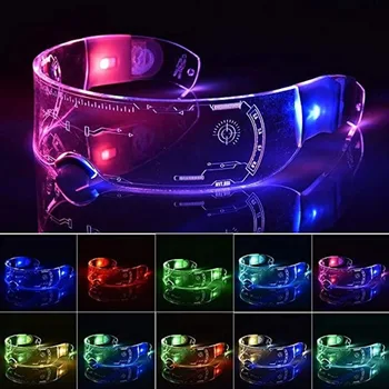 

New LED Luminous Glasses Stage Party Electronic Visor Glasses Light Up Glasses Prop for Halloween Festival KTV Bar Performance