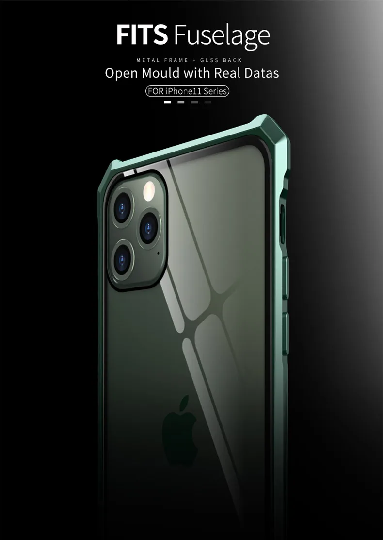 Роскошный Металлический стеклянный чехол для iphone 11 Pro MAX металлическая рамка прозрачная стеклянная задняя крышка для iphone 11 Pro противоударный Броня