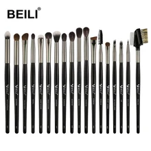 Beili Kambing Rambut Pony Eye Shadow Blending Smoky Warna Pensil Kuas Rias Hitam Profesional 18 Pcs Eye Makeup Brushes Set(China)