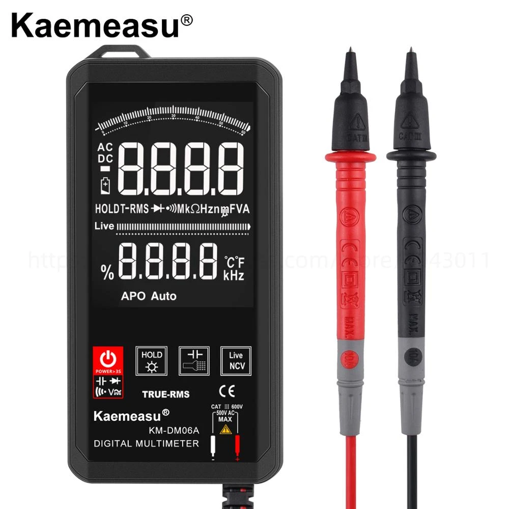 Kaemeasu Big screen Auto Recognition Smart Mini Touch Digital Multimeter Ultra-thin Pocket Electronic Repair Tools KM-DM06A 