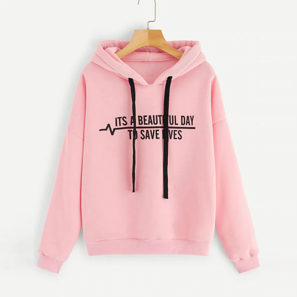 

Womail Blackpink hoodies sweatshirts Letter Printed ITS A BEAUTIFUL DAY Long Sleeve Pullover Hooded harajuku streetwear T722