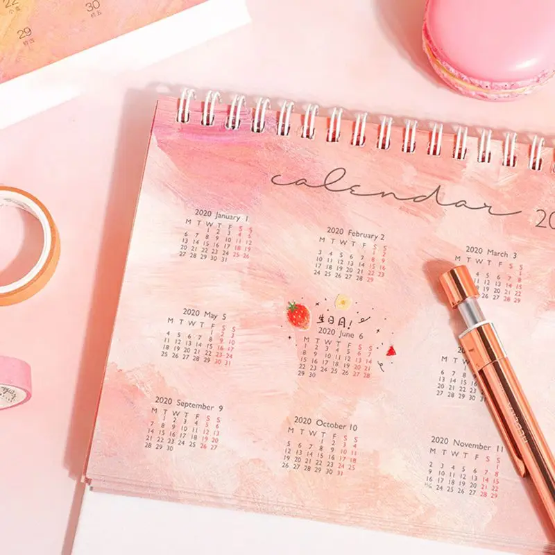 

2020 Star Desktop Standing Coil Paper Calendar Memo Daily Schedule Table Planner