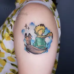 2 Pieces The Little Prince and The Fox Waterproof Long-lasting Female and Male Cartoon Anime Color New Tattoo Stickers