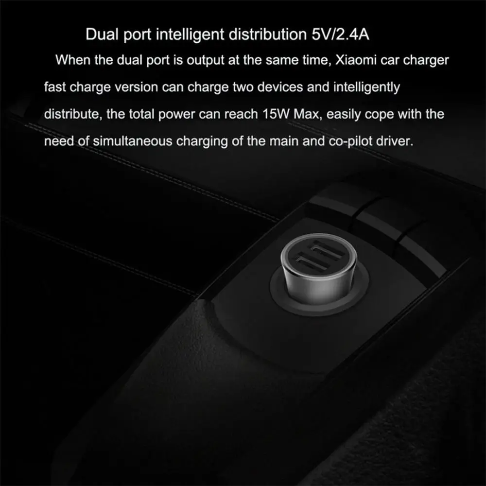 Original Xiaomi Car Charger 18W Quick Charge Mi Dual USB fast charger Edition With LED Light tips Phone USB Fast Car Charger