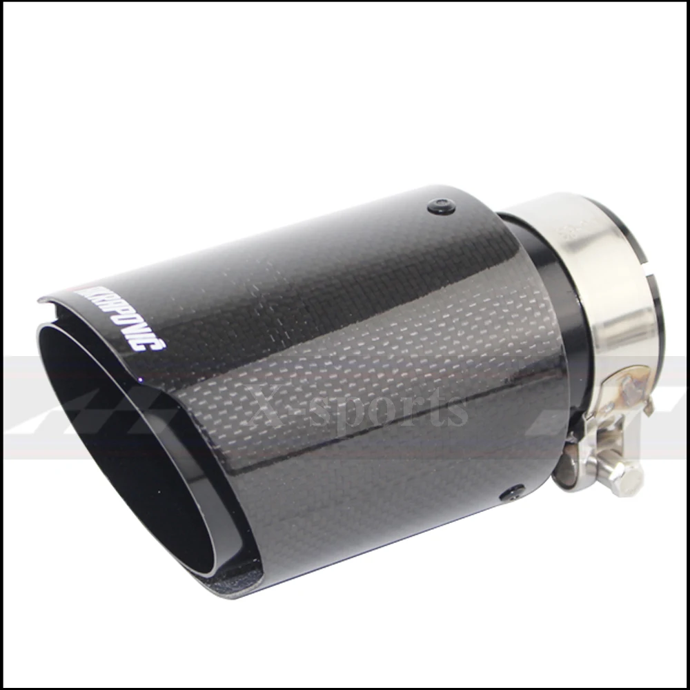 Akrapovic plain weave Glossy carbon car exhaust system muffler plain tip Tail Pipes universal straight black stainless steel