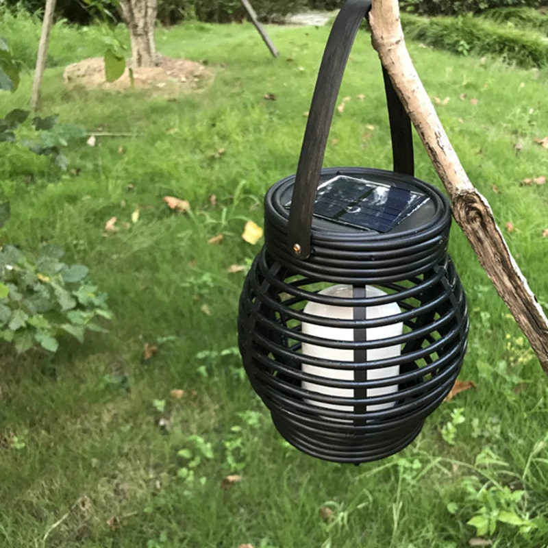 

Solar light outdoors LED rattan lantern imitation flame lantern waterproof garden courtyard corridor window hanging lamp 1/2 pcs