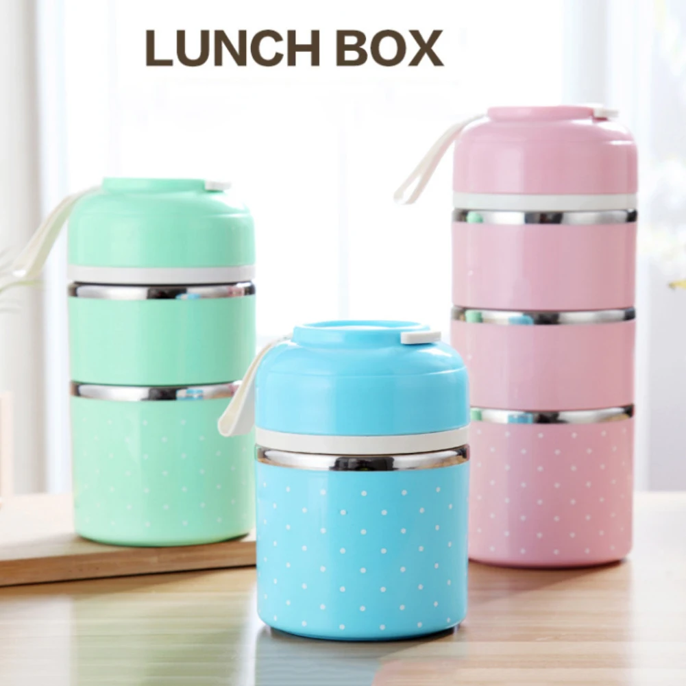 Hot Single/Double/Triple Layer Dot Stainless Steel Lunch Storage Box Food Container
