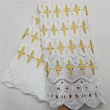 Африканская сухая кружевная ткань из Дубая хлопок кружевная ткань последняя швейцарская вуаль кружева в швейцарском стиле высокое качество 5 ярдов/партия