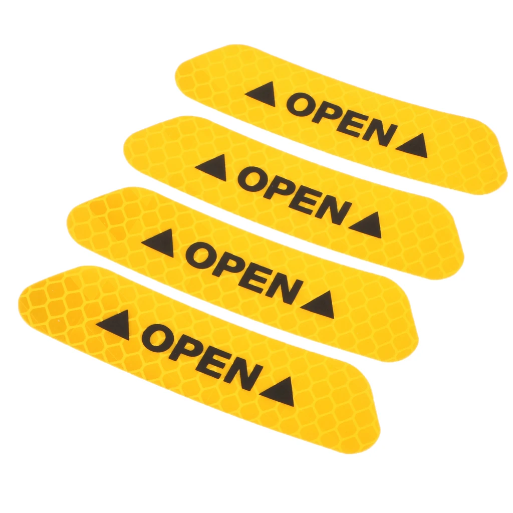 4 Pieces Car Door Open Sticker Reflective Safety Warning Auto Decal Film Easy to Clean 93*25mm 