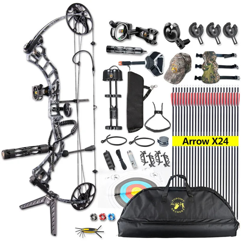 1Set Tournament Compound Bow 19-70lbs Adjustable Import Limb Archery Professional Shooting with Bow and Arrow Set Accessories