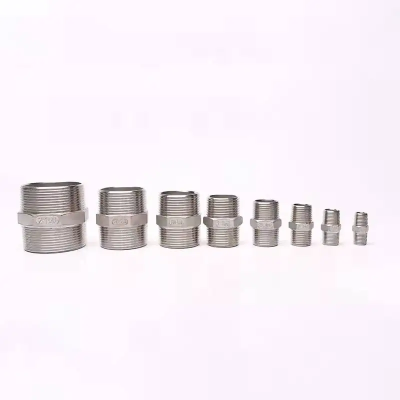 

1/8" 1/4" 3/8" 1/2" 3/4" 1"1-1/2” BSP Male Thread SS304 Stainless Steel Hex Nipple Union Pipe Fitting Connector Coupler Adapter