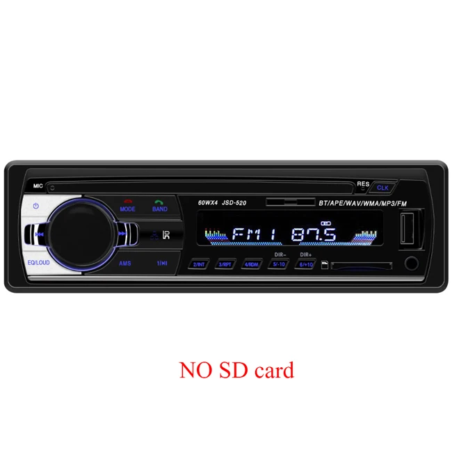Автомобильный радиоприемник miniJSD520, 12 В, Bluetooth, автомобильный стерео In-dash, 1 Din, FM, Aux вход, поддержка Mp3/MP4, USB, MMC, WMA, AUX IN, TF, автомобильный радиоприемник - Цвет: NO SD card