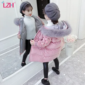 

LZH 2020 Winter Embroidery Parkas For Teenage Girls Down Jacket Thick Warm Cotton Outerwear Coat Kids Clothes Childen Jackets