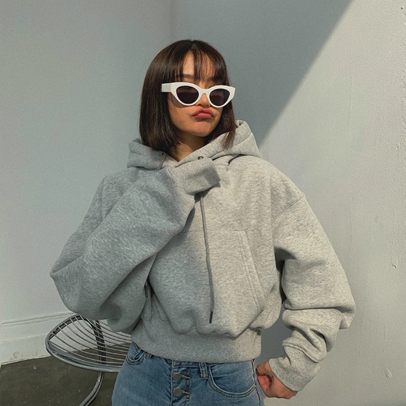 Gray Hoodies for Women Winter Warm Bottoming