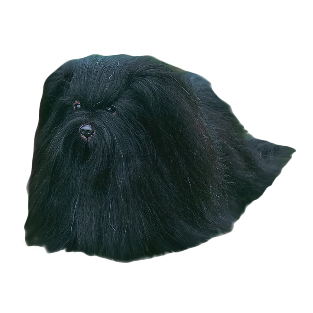 Black PVC Dog Mannequin For Hair Grooming Plush Puppy Model Dog For Pet Shop