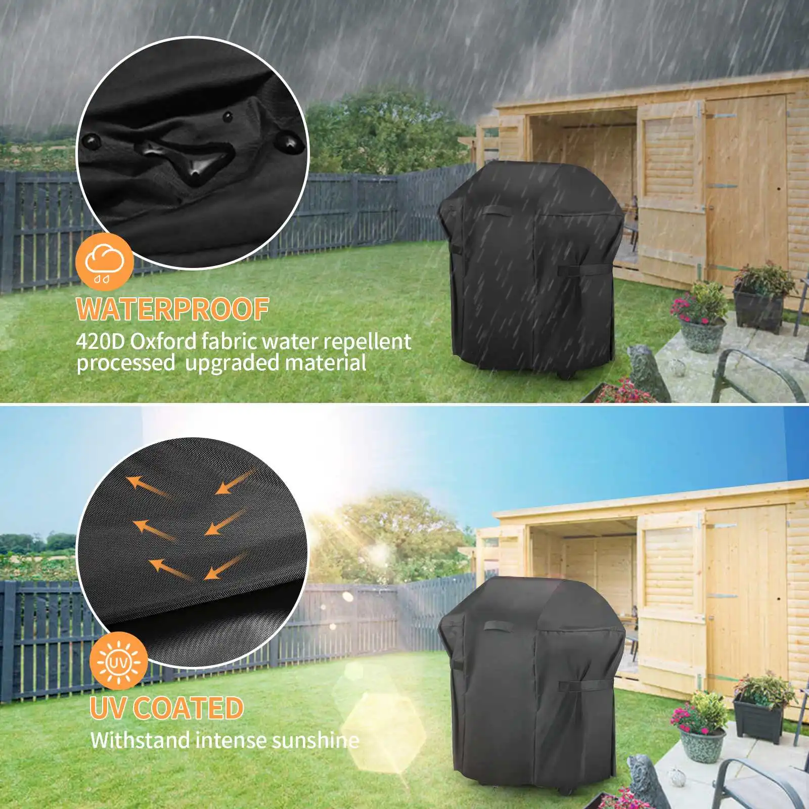 BBQ Grill Cover Heavy Duty Small Gas Grill Barbecue covering Waterproof/Windproof/Dust UV Resistant Covers 76x66x120cm