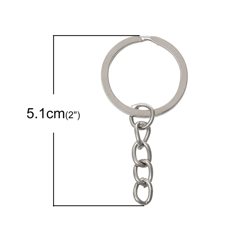 8Seaasons Eisen Legierung Auf Keychain Runde Split Silber Farbe DIY Machen Groß Schlüsselanhänger Schmuck Erkenntnisse 51mm x 24mm, 100 PCs/Lot – Detail 1
