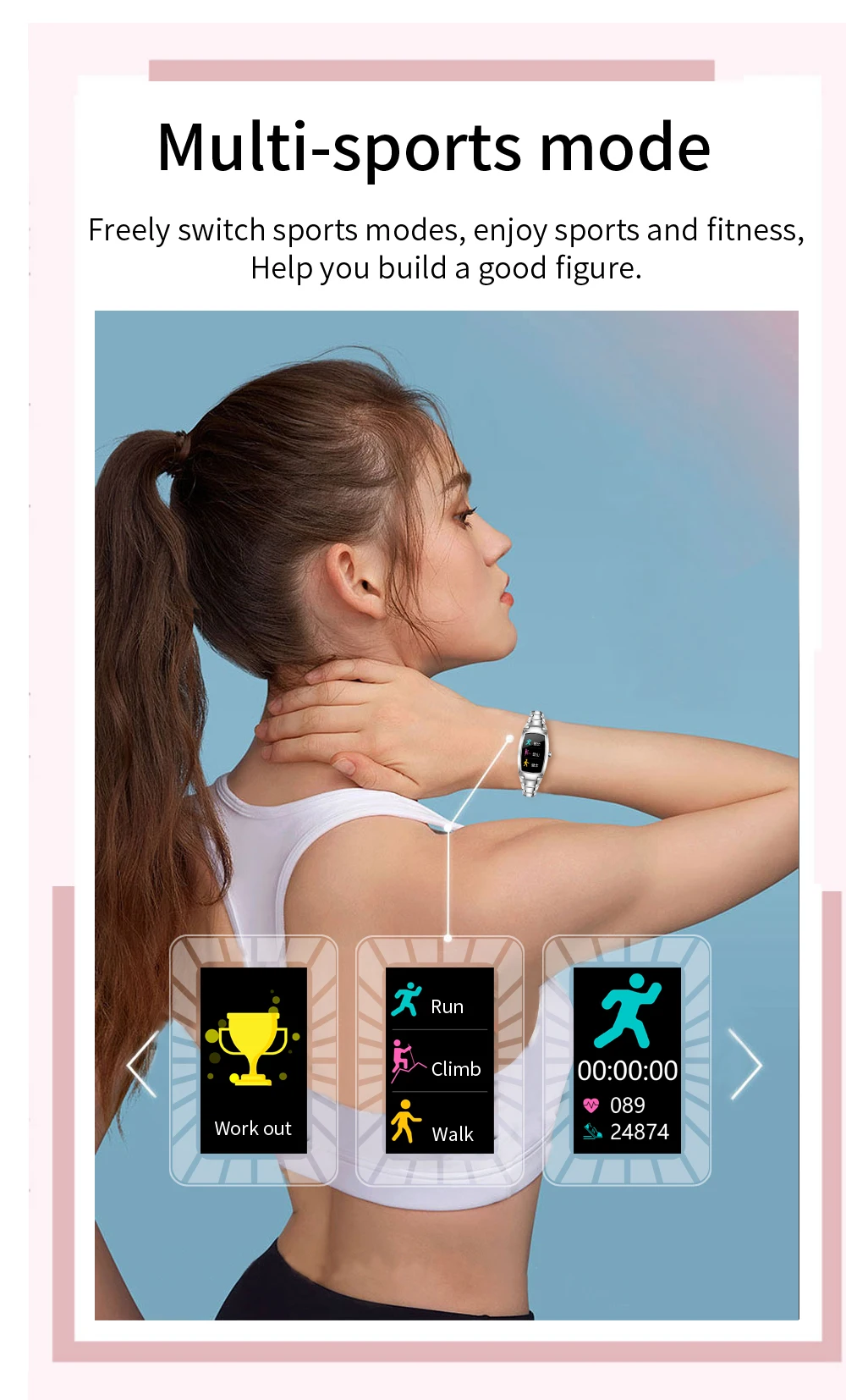 2021 H8 and H8 pro Women Smartwatch Heart Rate Monitor Blood Pressure Smart watch Band  Fitness Tracker lady bracelet Wristband