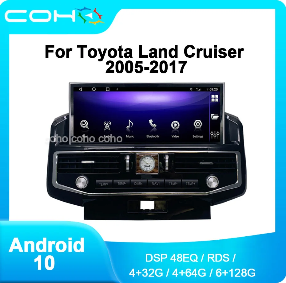 car video player system COHO For Toyota Land Cruiser 2007-2015 Android 10.0 Octa Core 6+128G Car Multimedia Player Stereo Receiver Radio 1920*720P bluetooth car stereo