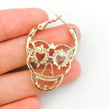 1 пара, Европейская мода, сережка с черепом из нержавеющей стали, для женщин и мужчин, панк, золото, серебро, серьги, ювелирные изделия