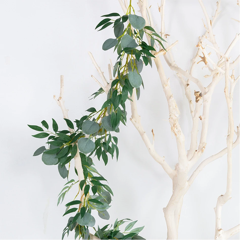 

Wedding Decoration 2m Long Vine Artificial Eucalyptus Garland Leaves Fake Rattan Silk Hanging Greenery Plastic Plants Home Decor