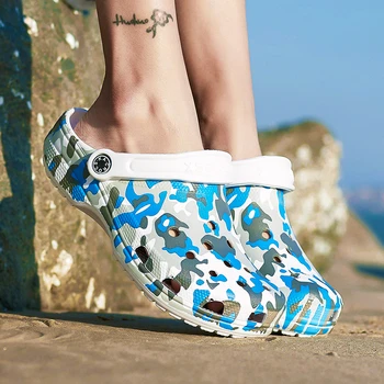 

WEH sandals 2020 New Men's Clogs Summer Shoes Men Slippers Breathable Camouflage Mules Male Garden Shoes Casual Beach Sandals