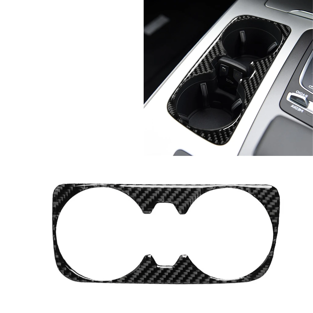 Per Audi Q7 Sq7 4M 2016-2019 Water Drink Cup Holder Panel Bracciolo Storage Box Plate Cover Trim Cornice In Fibra Di Carbonio Sticker Strip
