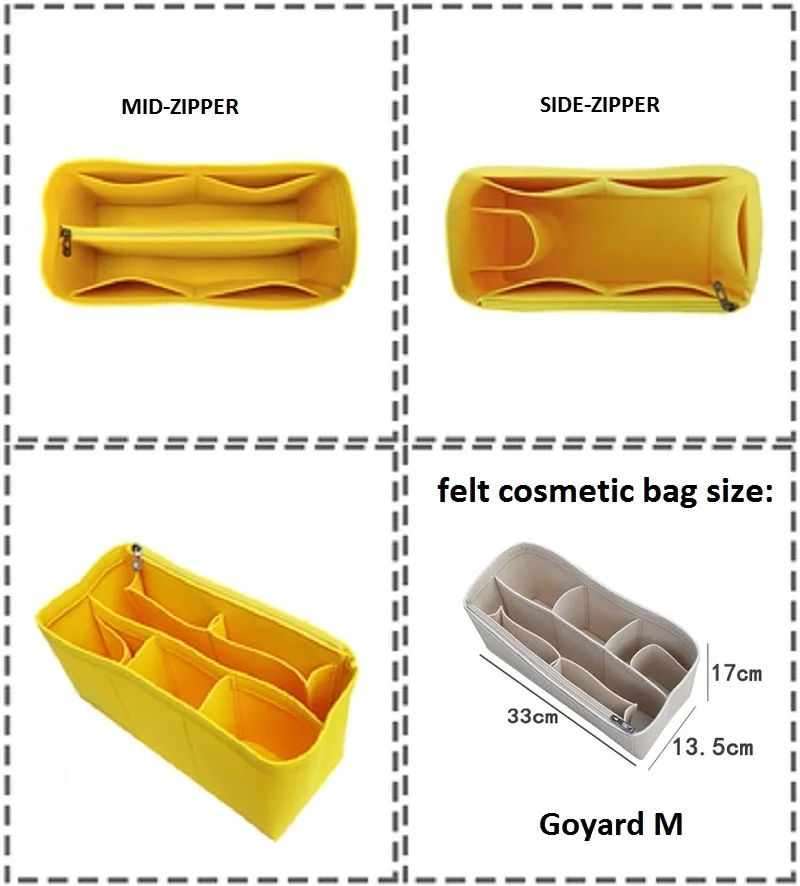 Для GOYARD, M, L, фетровая вставка, сумка-Органайзер, макияж, сумочка, органайзер, для путешествий, внутренняя, портативная, косметичка, оригинальная, для организации, сумки