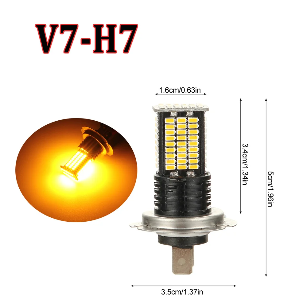 2 шт. H7 светодиодный 3030SMD 3200LM противотуманный светильник, лампы для вождения автомобиля DRL 3000K 12V желтый* Номинальный Тип чипа: 84 шт. 3014SMD