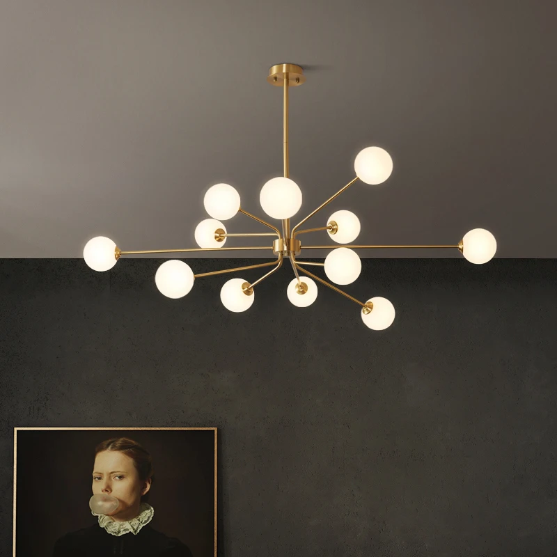 

Nordic chandelier minimalist Copper chandelier living room bedroom lamp creative fashional cafe clothing store art dining room c