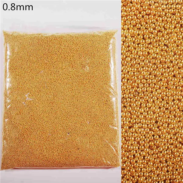 Gold 0.8mm 0,6-2,0 мм Высокое качество мини-Икра бусы из нержавеющей стали металлические заклепки розовое золото и серебро горный хрусталь DIY украшения ногтей - Цвет: Gold 0.8mm