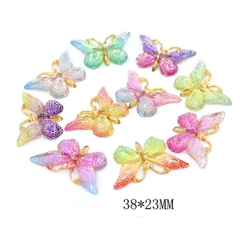 

20pcs/lot 28*23mm diy gradient butterfly Flatback Cabochon DIY Craft Decoration Hair clip accessories